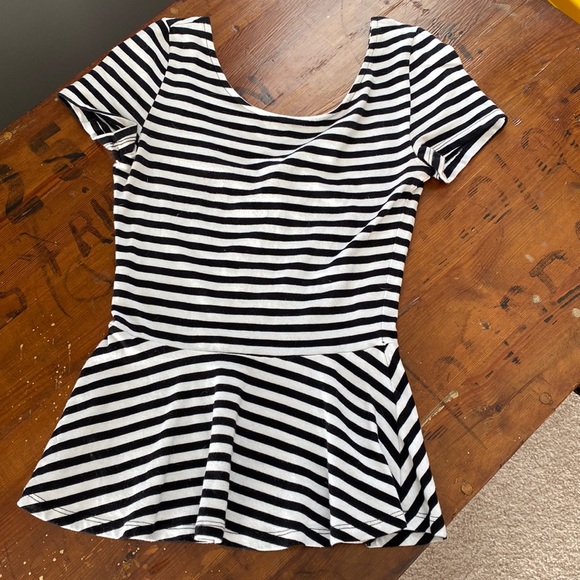 H&M Peplum Jersey Striped Tee - Picture 1 of 3